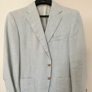 Mens Italien Linen Blazer Light Blue, Linen Sports Coat Jean Jacques